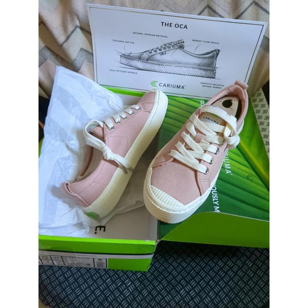 Cariuma OCA Low Rose Blush Pick Canvas Trainers Size US 6.5 Ethically Made
